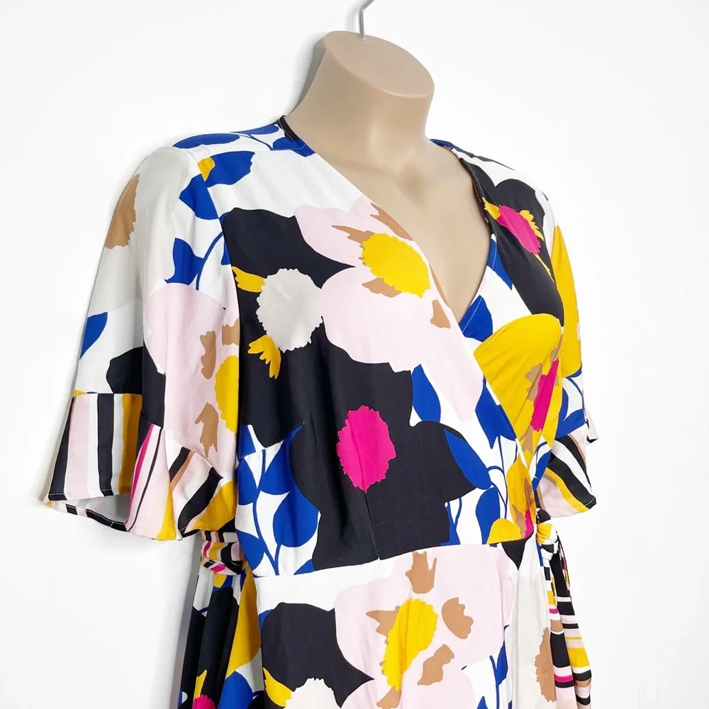 Eloquii Floral Wrap Dress Duster Plus Size 22 - Picture 9 of 13
